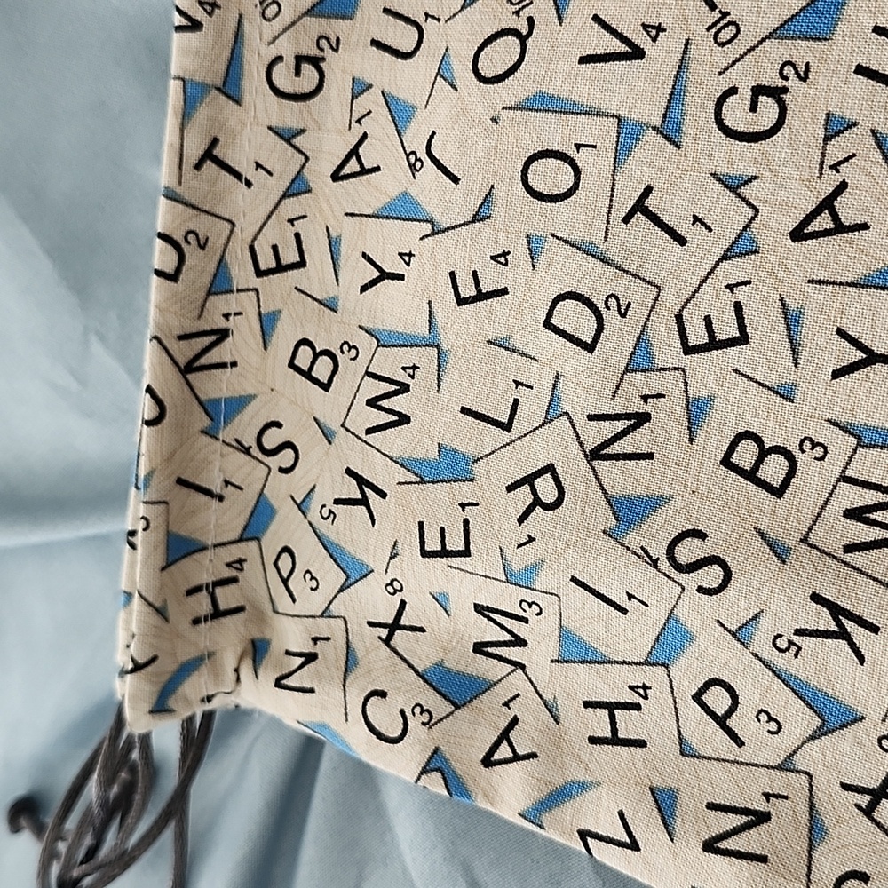 Scrabble Print Drawstring Pouch - Picture 2 of 2